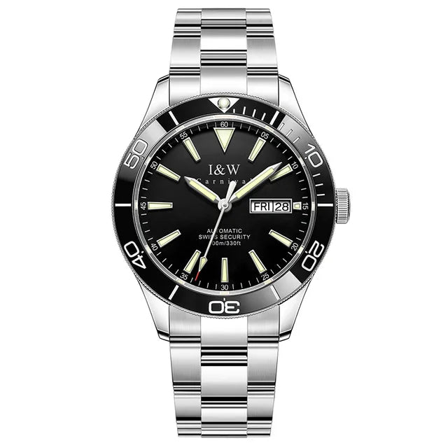 CARNIVAL Dive Watch Luxury Stainless Steel Sport Automatic Mechanical Wristwatch 100M Waterproof NH36 Clock for Men Reloj Hombre