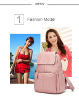 Zency Stylish White Black Genuine Leather Women Backpack A++ Quality Anti-theft Large Capacity Knapsack Travel Designer Rucksack