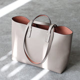 JAZZQ Reversible Genuine Leather Tote | First-Layer Cowhide