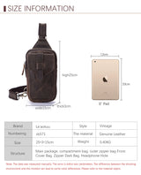 Hot Sell Men Genuine Bull Leather Vintage Coffee Triangle Chest Sling Bag Design Travel Daypack One Shoulder Crossbody Bag XB571