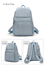 Zency Stylish White Black Genuine Leather Women Backpack A++ Quality Anti-theft Large Capacity Knapsack Travel Designer Rucksack