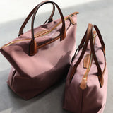 Zipper Tote Bags For Women Nylon With Real Leather Handbag High Quality Single Shoulder Bag
