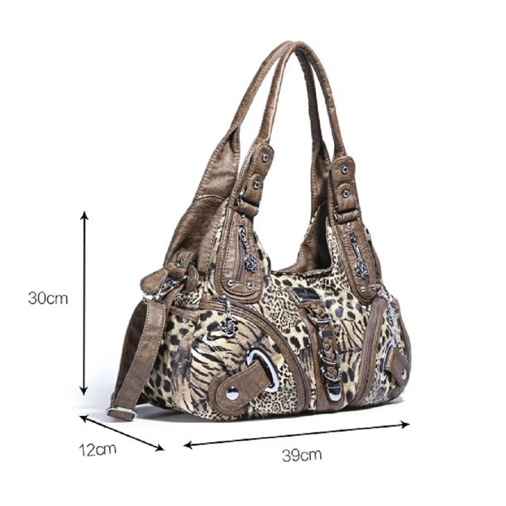 Vintage Bag Women Handbags Brown Leopard Shoulder Bag Top-handle Handbag Fashion Satchel Dumpling Shoulder Bag Tote Hobos