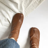 Luxury Leather Tabi Split Toe Ankle Boots - Women's High Heel