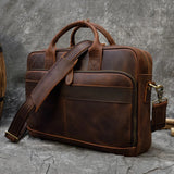 Men Briefcase Genuine Leather Laptop Bag 14 15.6" PC Doctor Lawyer Computer Bag Cowhide Male Briefcase Leather Men Business Bag