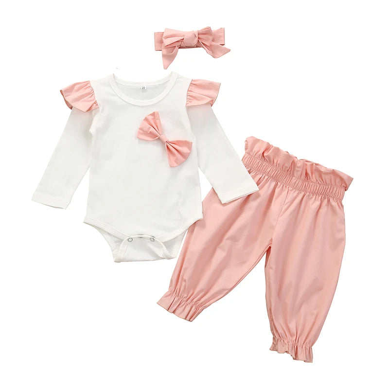 Baby Girl 3-Piece Outfit with Pants & Headband