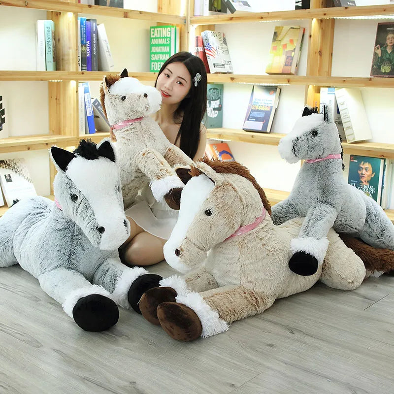 New Arrive High Quality 90-120CM Horse Plush Toys Stuffed Animal Doll Boys Girls  Birthday Gift Home Shop Decor Triver