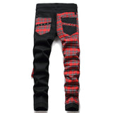 Men's Punk Patchwork Slim Denim Jeans