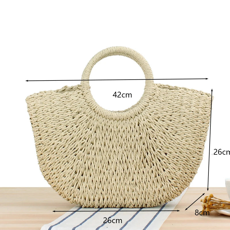 Women's Handmade Straw Tote Bag – Bohemian Beach Weave