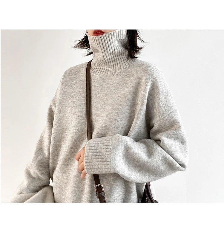 Women's Relaxed Mock Neck Knit Sweater