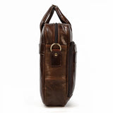 Men Briefcase Genuine Leather Laptop Bag 14 15.6" PC Doctor Lawyer Computer Bag Cowhide Male Briefcase Leather Men Business Bag