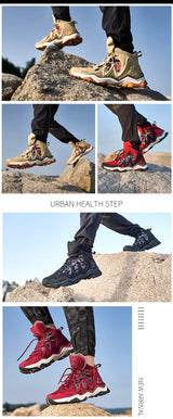 RAX Men Hiking Shoes winter Waterproof Outdoor Sneaker Men Leather Trekking Boots Trail Camping Climbing Hunting Sneakers Women