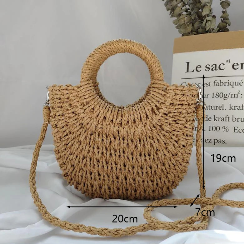 Women's Handmade Straw Tote Bag – Bohemian Beach Weave