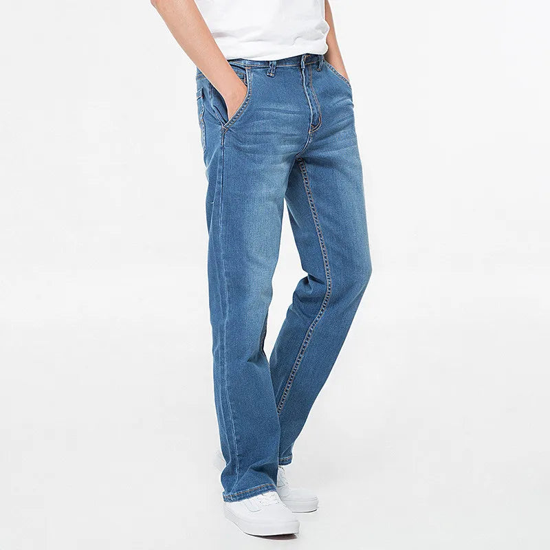 42 44 46 48 large size men's loose denim jeans autumn and winter brand clothing high quality anti-theft zipper pocket jeans