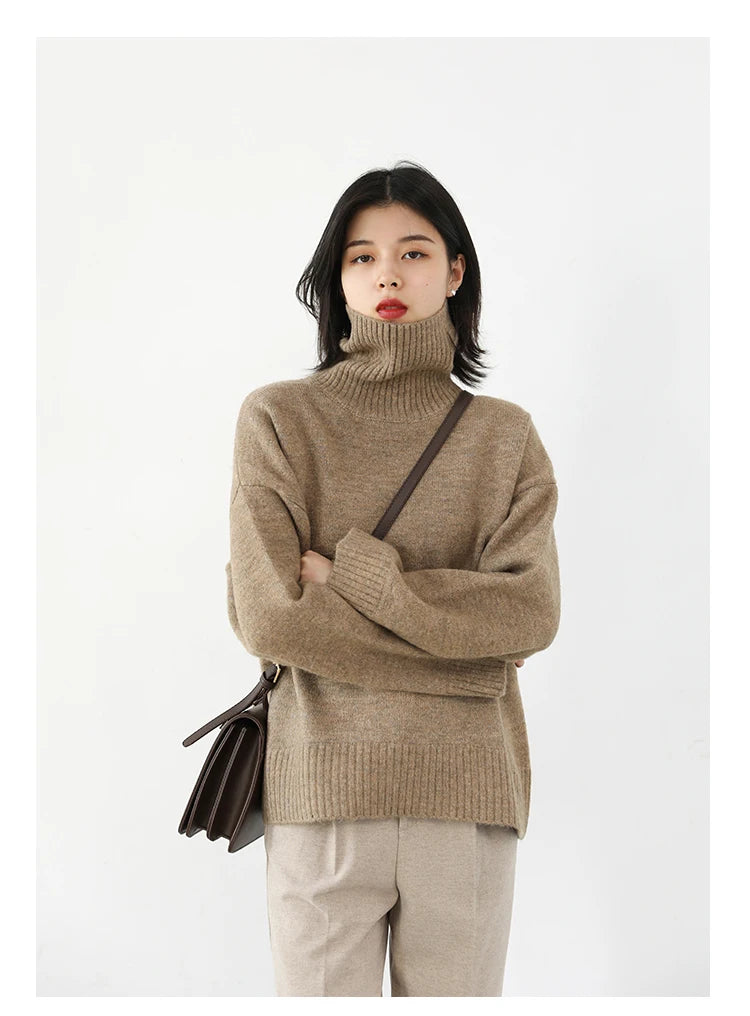 Women's Relaxed Mock Neck Knit Sweater