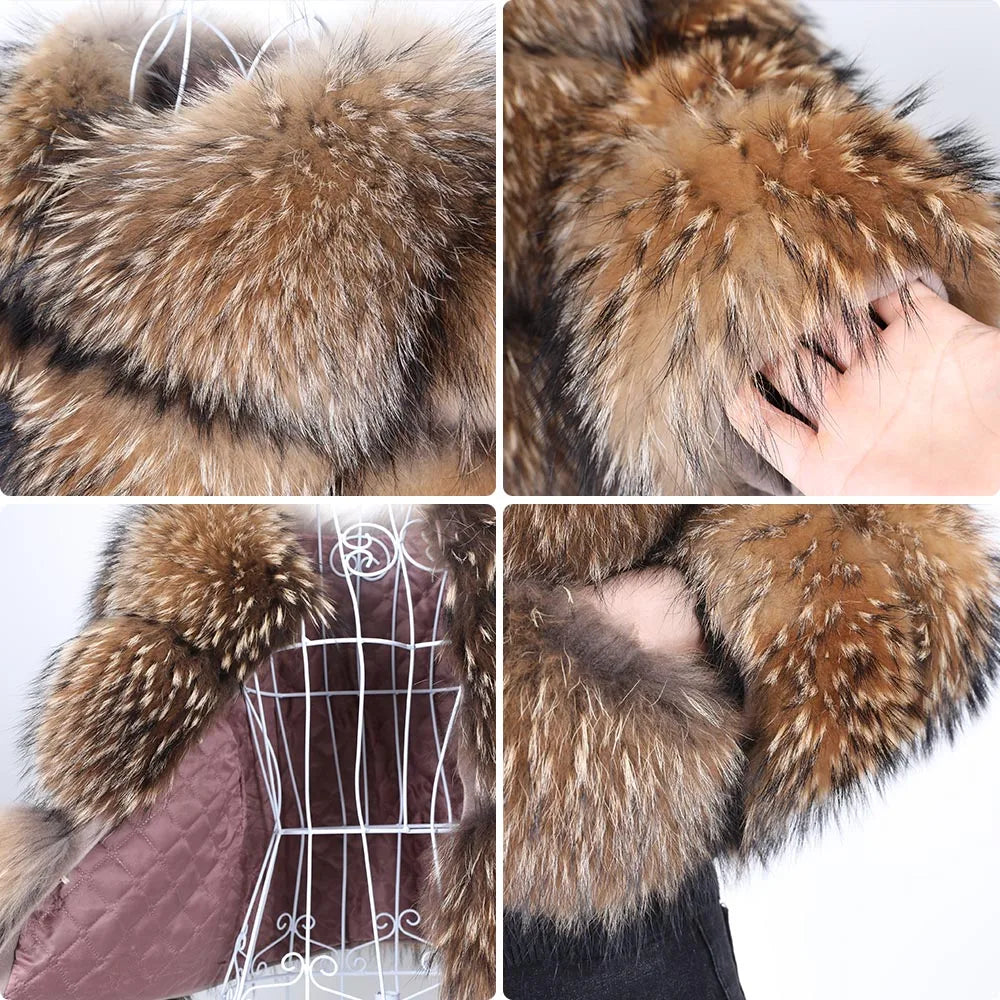 Luxury Women’s Real Raccoon & Fox Fur Jacket | Premium Winter Outerwear