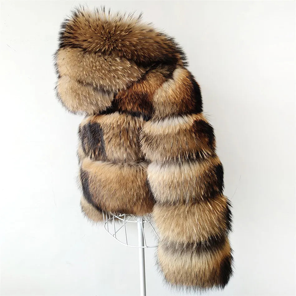 Luxury Women’s Real Raccoon & Fox Fur Jacket | Premium Winter Outerwear