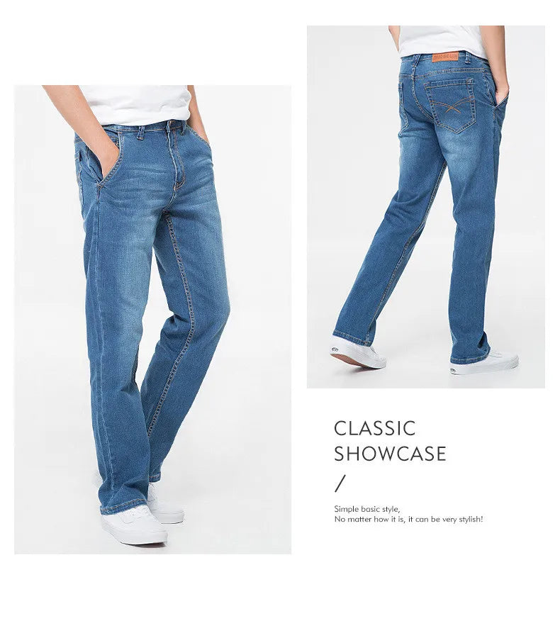 42 44 46 48 large size men's loose denim jeans autumn and winter brand clothing high quality anti-theft zipper pocket jeans