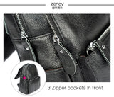 Zency Stylish White Black Genuine Leather Women Backpack A++ Quality Anti-theft Large Capacity Knapsack Travel Designer Rucksack