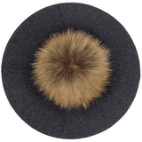 Women's Knit Beret with Oversized Pom Pom | Geebro