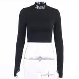 Gothic Letter Embroidery Crop Top