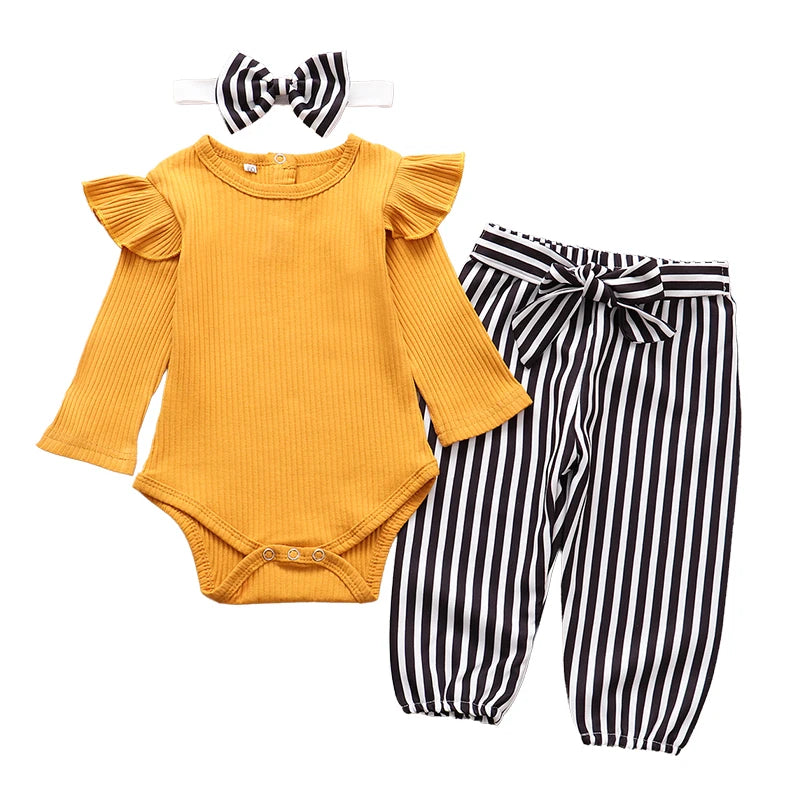 Baby Girl 3-Piece Outfit with Pants & Headband
