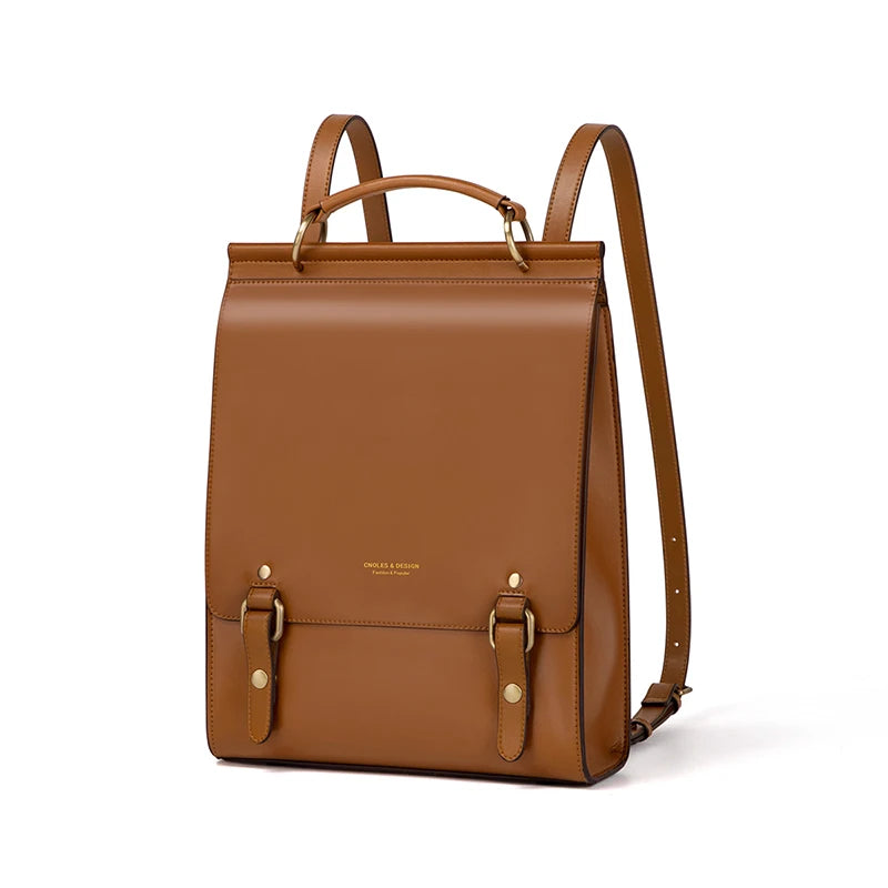 Cnoles Vintage Women's Leather Backpack Casual Shoulder Bag Travel Purse for Girls College School Book Bag