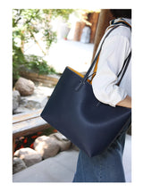 JAZZQ Reversible Genuine Leather Tote | First-Layer Cowhide