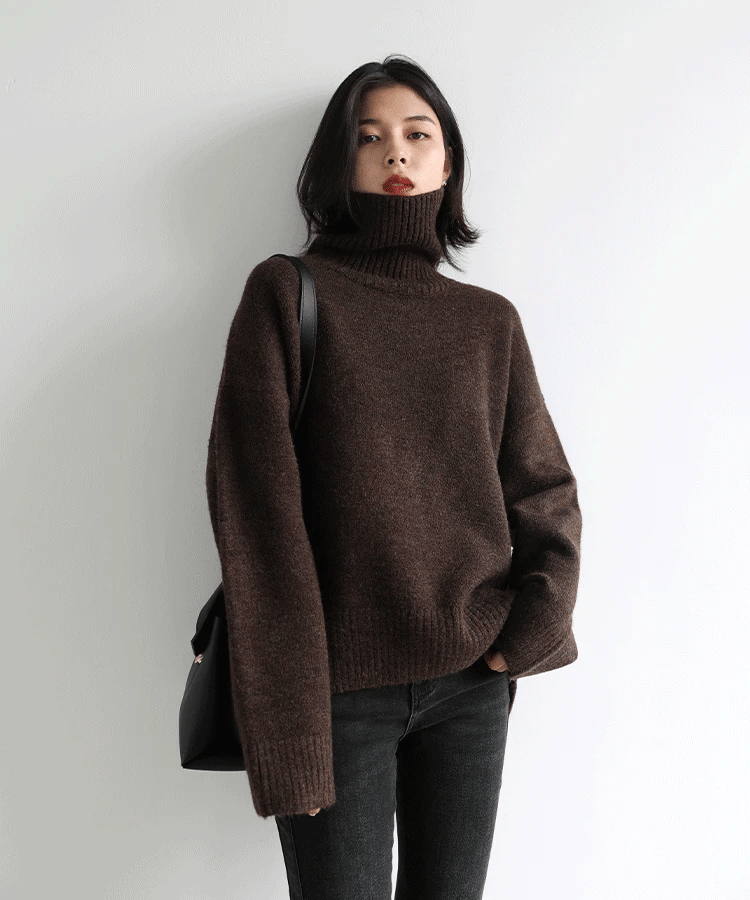 Women's Relaxed Mock Neck Knit Sweater