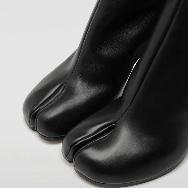 Luxury Leather Tabi Split Toe Ankle Boots - Women's High Heel