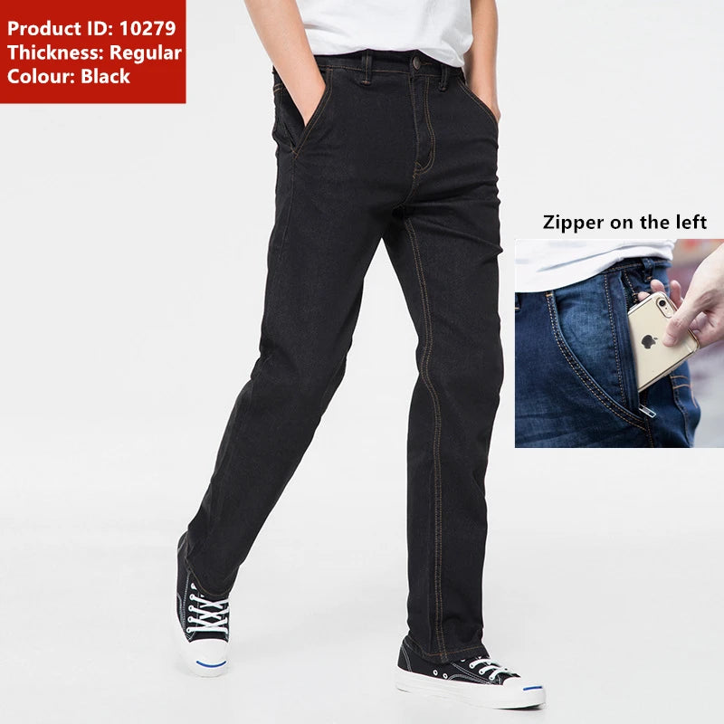 42 44 46 48 large size men's loose denim jeans autumn and winter brand clothing high quality anti-theft zipper pocket jeans