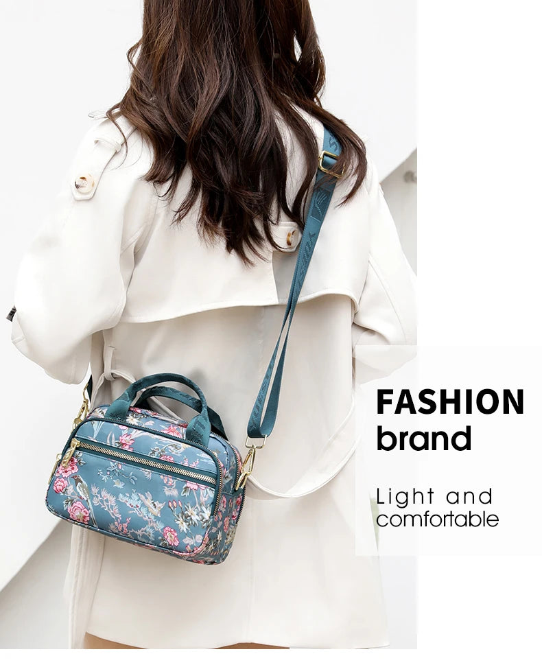 Women's Floral Nylon Crossbody Shoulder Bag