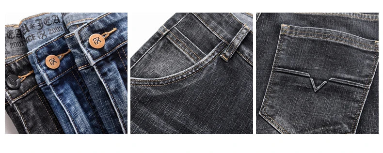 2025 Autumn New Men Regular Fit Stretch Jeans Classic Style Smoky Gray Fashion Casual Denim Pants Male Brand Trousers Blue