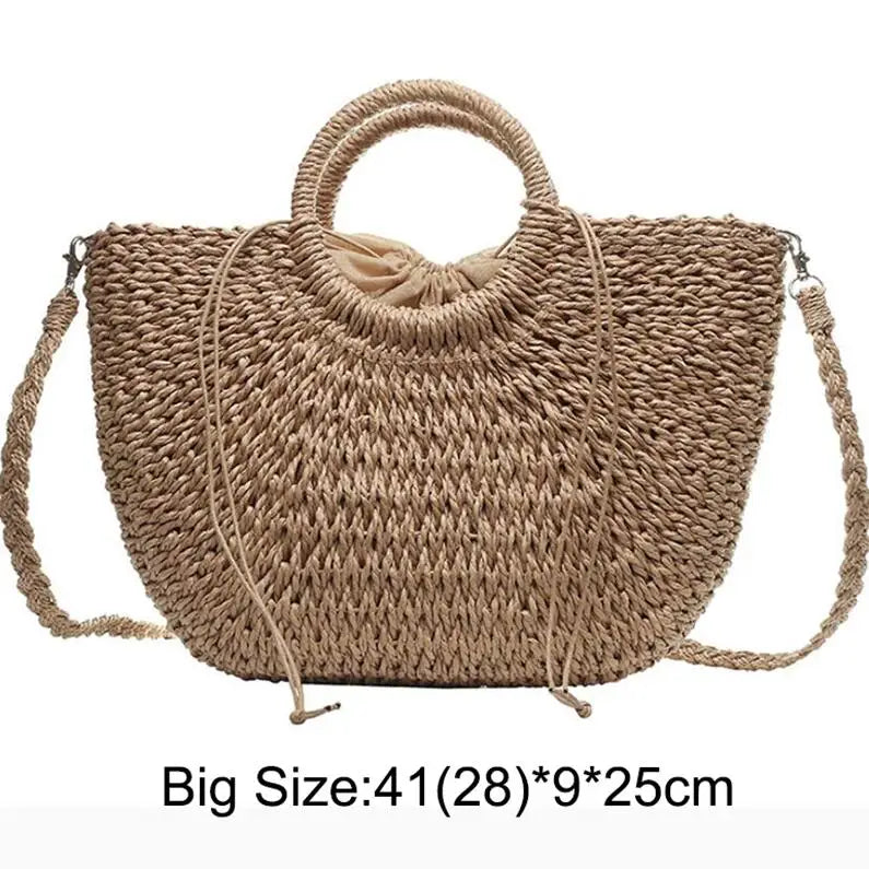 Women's Handmade Straw Tote Bag – Bohemian Beach Weave