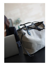 Women's Fashion Shoulder Bag Luxury Designer Handbag Large Capacity Canvas With Genuine Leather Tote For Shopping,Commuting,Work