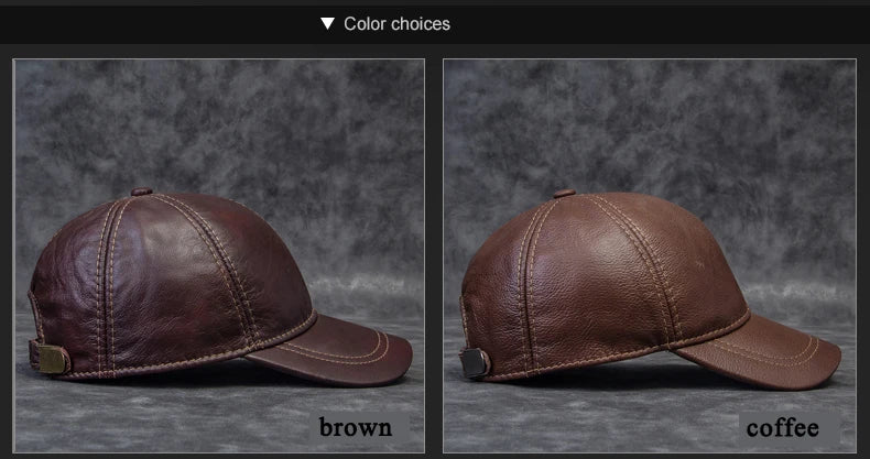Men's Genuine Leather Baseball Cap | Eagle Print
