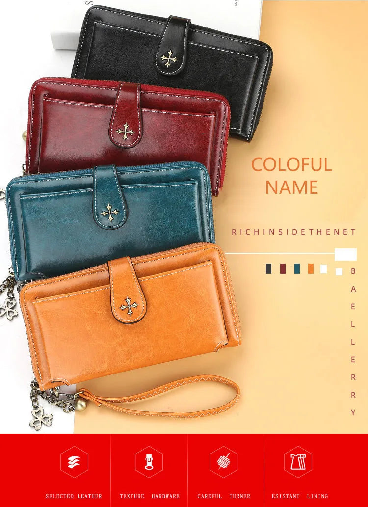 New Women Wallets Fashion Long PU Leather Top Quality Brand Card Holder Classic Female Purse Zipper Wallet For Women