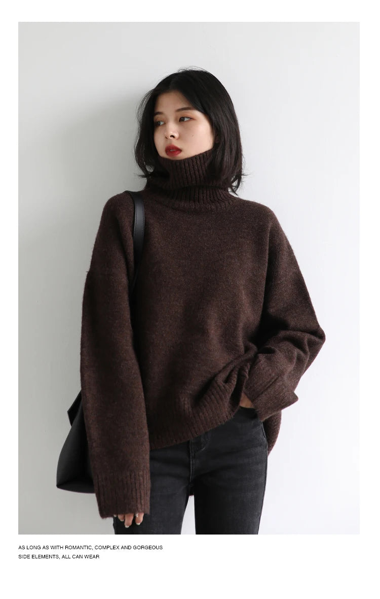 Women's Relaxed Mock Neck Knit Sweater