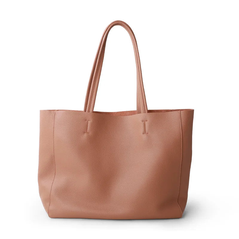 Women Luxury Bag Casual Tote Female Fashion Summer Beach Handbag Lady Popular Soft Cowhide Genuine Leather Shoulder Shopping Bag