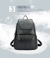 Zency Stylish White Black Genuine Leather Women Backpack A++ Quality Anti-theft Large Capacity Knapsack Travel Designer Rucksack
