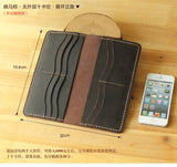 Handmade Vintage Crazy horse Genuine Leather Wallet men Leather long wallet clutch bag male purse money clips money bag