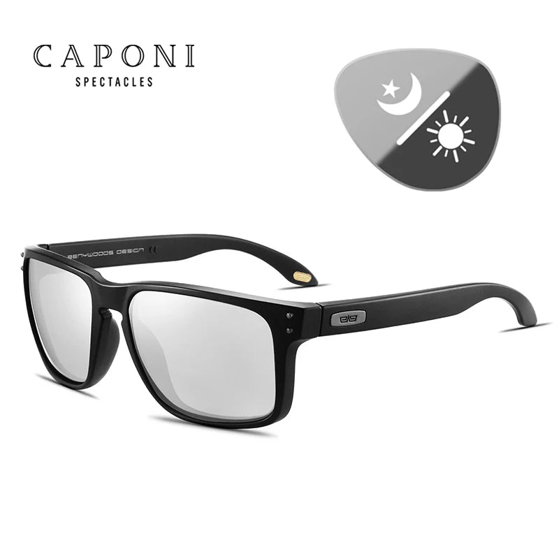 CAPONI Men's Polarized Photochromic Square Sunglasses