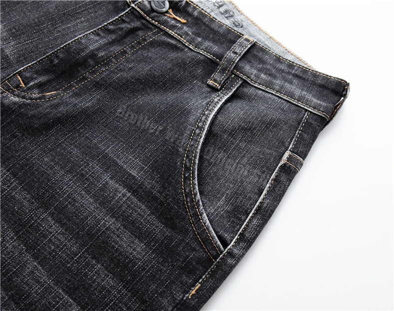 2025 Autumn New Men Regular Fit Stretch Jeans Classic Style Smoky Gray Fashion Casual Denim Pants Male Brand Trousers Blue