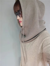 Women's Wool Blend Beanie & Hooded Scarf Set