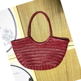 Hand Knitted Designer Genuine Leather Elegant Handle Female Totes Vintage Women's Handbag Cowskin Lady Large Shoulder Bag