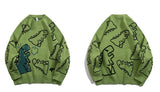 Men’s Harajuku Dinosaur Knitted Sweater