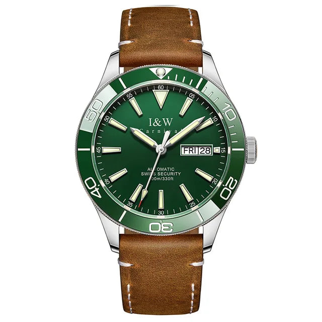 CARNIVAL Dive Watch Luxury Stainless Steel Sport Automatic Mechanical Wristwatch 100M Waterproof NH36 Clock for Men Reloj Hombre