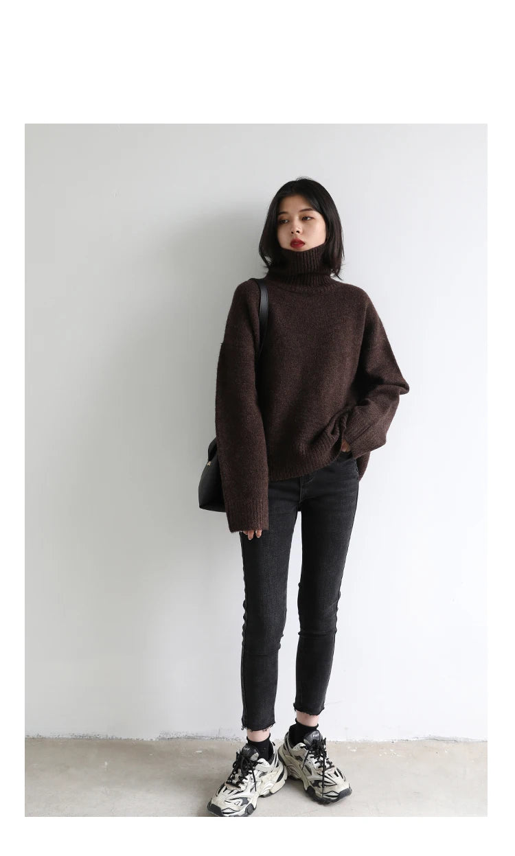 Women's Relaxed Mock Neck Knit Sweater