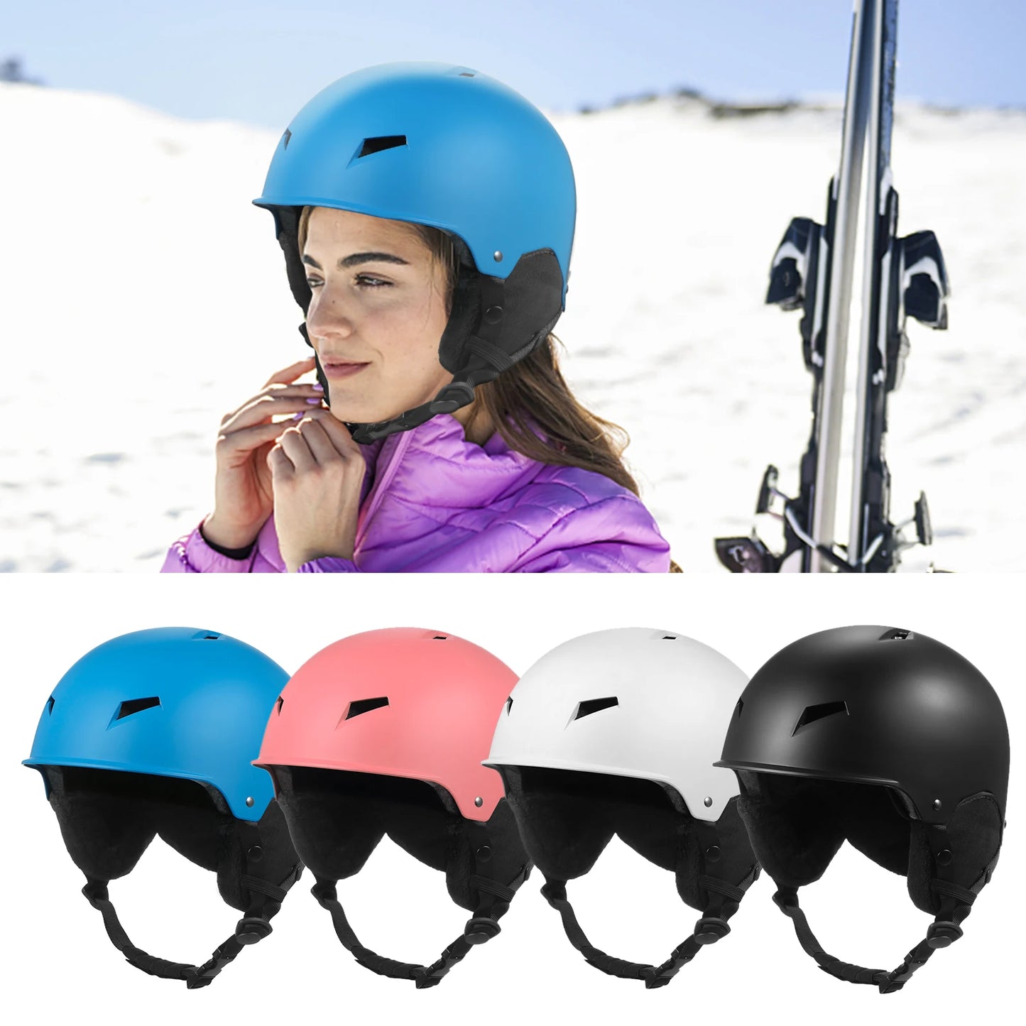 Winter Snow Helmet with Detachable Earmuffs