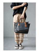 Zipper Tote Bags For Women Nylon With Real Leather Handbag High Quality Single Shoulder Bag